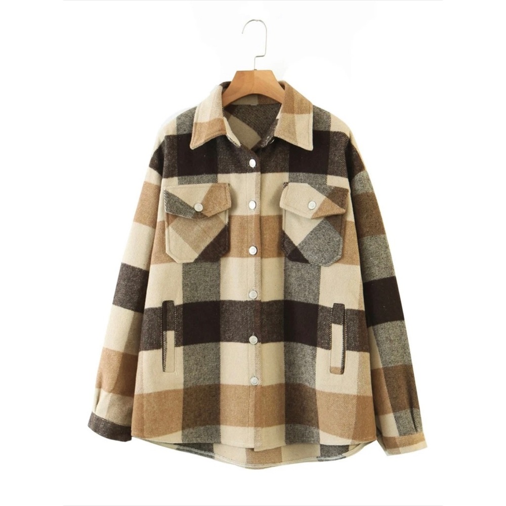 PLUS Plaid round hem shacket button up jacket - Picture 12 of 15